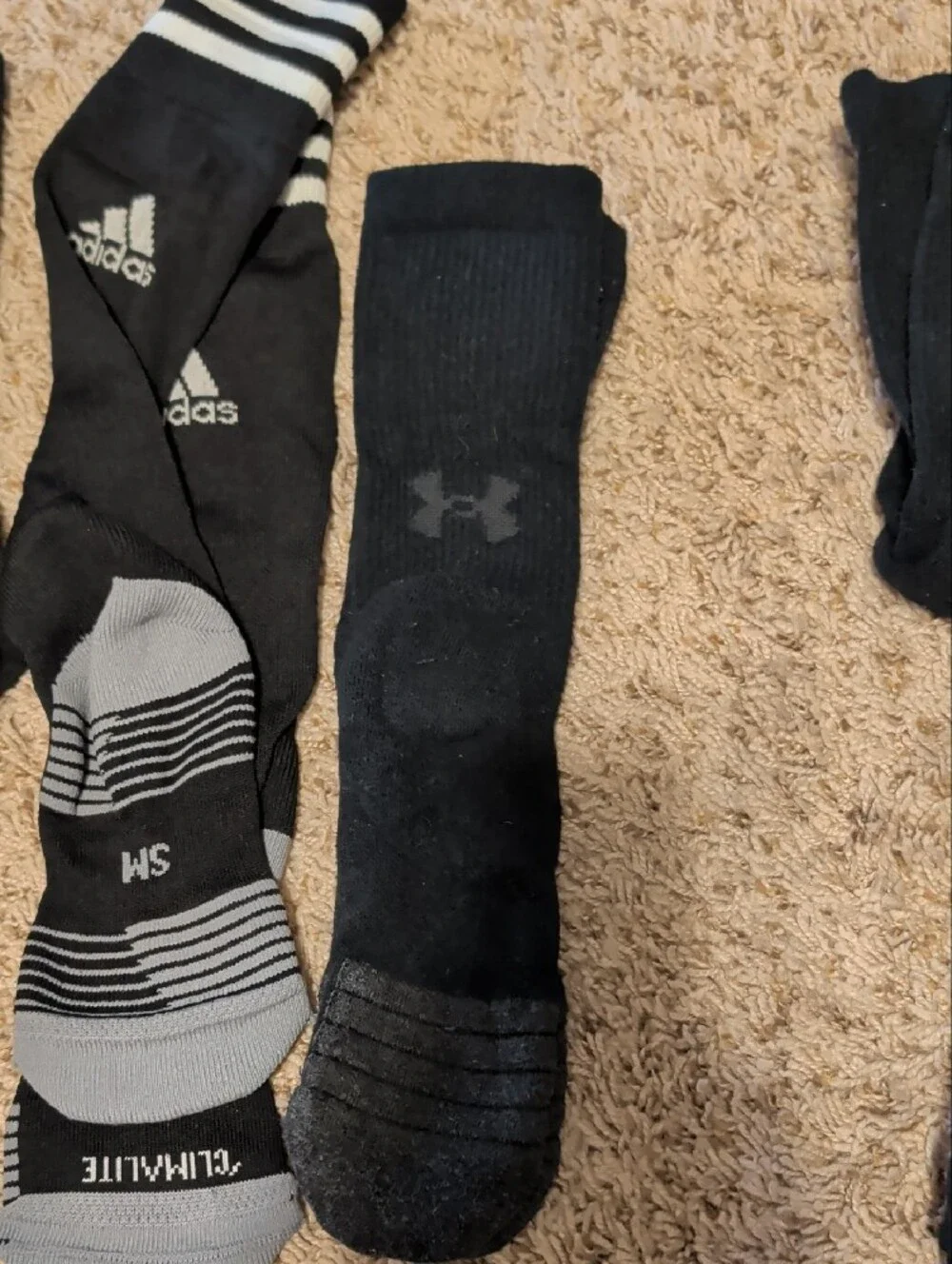Bundle Of Adidas & Under Armour Black Athletic Socks